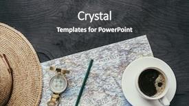  Presentation with world travel - Audience pleasing PPT theme consisting of destinations on the world map backdrop and a dark gray colored foreground