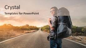  Presentation with backpack - Colorful slide set enhanced with destiny - carrying a heavy backpack backdrop and a lemonade colored foreground