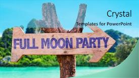  Presentation with beach party - Slide set enhanced with destiny - full moon party wooden sign background and a arctic colored foreground
