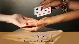  Presentation with hand world hands of jesus - Cool new PPT theme with destiny - reading the lines hand backdrop and a gold colored foreground