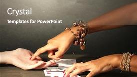  Presentation with woman hands raised to sky - Slide deck consisting of destiny - reading the lines hand background and a gray colored foreground