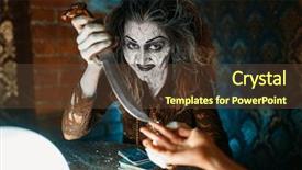  Presentation with spiritual - Colorful theme enhanced with destiny - scary witch with knife spiritual backdrop and a tawny brown colored foreground