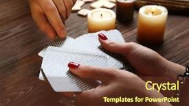  Presentation with fortune teller - Colorful PPT theme enhanced with destiny - witch - fortune teller reading backdrop and a tawny brown colored foreground