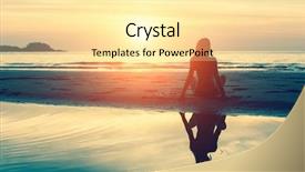  Presentation with sunset beach - Colorful slide set enhanced with destiny - young woman sitting backdrop and a blonde colored foreground