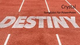  Presentation with college running track hurdle - Colorful presentation enhanced with destiny written on running track backdrop and a coral colored foreground