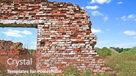  Presentation with brick wall - Presentation theme featuring destroyed brick wall background and a coral colored foreground