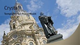  Presentation with destroyed city - Presentation theme with was destroyed during the aerial background and a teal colored foreground