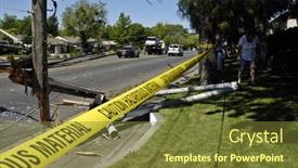 Presentation with suv - Presentation theme with destroyed-power-pole background and a tawny brown colored foreground