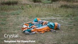  Presentation with tent - Slides consisting of destroyed-tent-after-big-storm background and a gray colored foreground