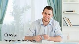  Presentation with credit card - PPT layouts having destroying his credit card background and a light gray colored foreground