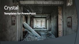  Presentation with abandoned - Beautiful presentation theme featuring destroying home - interior of an old abandoned backdrop and a dark gray colored foreground