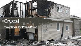  Presentation with new home - Cool new presentation theme with destroying home - new house destroyed by fire backdrop and a gray colored foreground