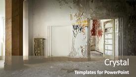  Presentation with abandoned - Presentation theme having destroying home - old abandoned building interior background and a gray colored foreground