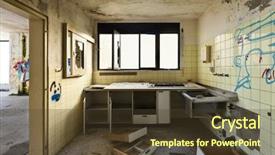  Presentation with old fashioned country kitchen - Colorful slide set enhanced with destroying home - old kitchen destroyed interior abandoned backdrop and a tawny brown colored foreground