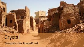  Presentation with old people animated - Presentation having destroying home - old part citadel of desert background and a gold colored foreground