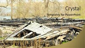  Presentation with old house - Audience pleasing presentation theme consisting of destroying home - ruins of old house backdrop and a lemonade colored foreground