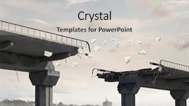  Presentation with broken bridge - Slide deck with destructed stone bridge mixed media background and a light gray colored foreground