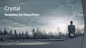  Presentation with destruction - Amazing slide deck having destruction - rear view of businessman looking backdrop and a gray colored foreground