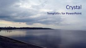  Presentation with hydroelectric - Slide set having destruction earth - storage pool near of hydroelectric background and a sky blue colored foreground