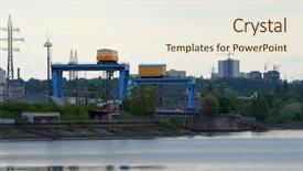  Presentation with hydroelectric - Presentation theme featuring destruction earth - storage pool near of hydroelectric background and a cream colored foreground