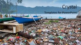  Presentation with banda - PPT layouts featuring destruction ocean - horrible rubbish field along background and a light blue colored foreground
