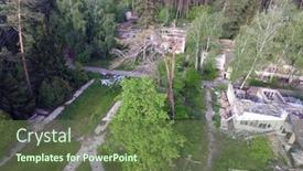  Presentation with summer camp - Presentation design featuring destruction-of-the-remnants background and a tawny brown colored foreground