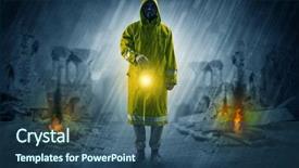  Presentation with catastrophe - Amazing slides having destruction wars - destroyed place after a catastrophe backdrop and a ocean colored foreground