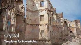  Presentation with destruction - Colorful slide set enhanced with destruction wars - ruins of the destroyed houses backdrop and a tawny brown colored foreground
