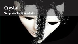  Presentation with pantomime - PPT theme with destruction white theatrical pantomime mask background and a dark gray colored foreground