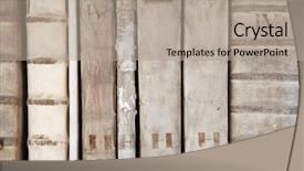  Presentation with ancient book - Presentation having detail of ancient book backbones background and a mint green colored foreground