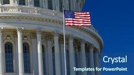  Presentation with american flag waving - Cool new PPT layouts with detail and waving american flag backdrop and a ocean colored foreground