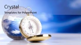  Presentation with compass - Amazing theme having detail closeup compass and globe backdrop and a light blue colored foreground
