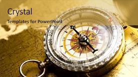  Presentation with close up view of the compass on old paper - Beautiful presentation design featuring detail closeup compass backdrop and a yellow colored foreground