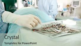  Presentation with operation room - Colorful PPT theme enhanced with detail image of sterile surgery backdrop and a light gray colored foreground