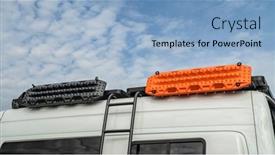  Presentation with recovery - PPT theme having detail-of-4x4-camper-van background and a light blue colored foreground