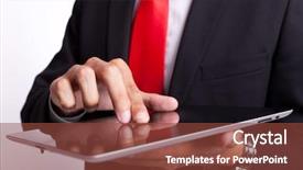  Presentation with touch screen - Theme featuring detail of a business man background and a tawny brown colored foreground
