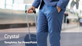  Presentation with airport - Audience pleasing presentation theme consisting of detail of a businessman pulling backdrop and a ocean colored foreground