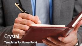  Presentation with agenda - Presentation theme featuring detail of a businessman writing on his agenda background and a tawny brown colored foreground