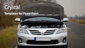  Presentation with car engine - Amazing slide deck having detail of a car engine backdrop and a dark gray colored foreground