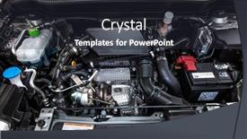  Presentation with car engine - PPT theme with detail-of-a-gasoline background and a wine colored foreground