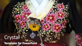  Presentation with festivals - Colorful theme enhanced with detail-of-a-hanbok backdrop and a tawny brown colored foreground