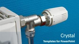  Presentation with award certificate blue - Colorful PPT theme enhanced with detail of a heating radiator backdrop and a  colored foreground