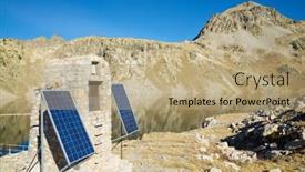  Presentation with photovoltaic - Presentation consisting of detail-of-a-photovoltaic-panel background and a coral colored foreground