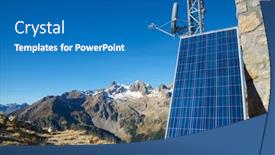  Presentation with photovoltaic - Slide deck having detail-of-a-photovoltaic-panel background and a teal colored foreground