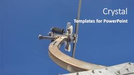  Presentation with skiing - Beautiful presentation theme featuring safety gondolas - detail of a skiing chairlift backdrop and a ocean colored foreground