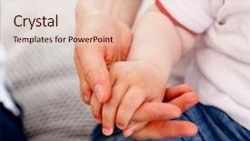  Presentation with mothers - Slides featuring detail of a small toddler boy holding his mothers hand background and a lemonade colored foreground