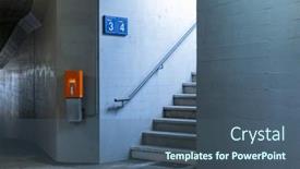  Presentation with station - Slides enhanced with detail-of-a-staircase background and a ocean colored foreground