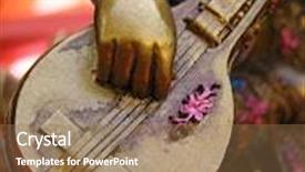  Presentation with hindu - Presentation theme enhanced with detail of a statue of saraswati hindu tradition background and a coral colored foreground