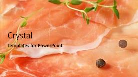  Presentation with air - Theme having detail of air dried ham background and a  colored foreground
