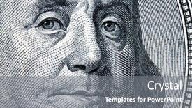  Presentation with floating dollar bills - Beautiful PPT theme featuring detail of american dollar bills backdrop and a  colored foreground